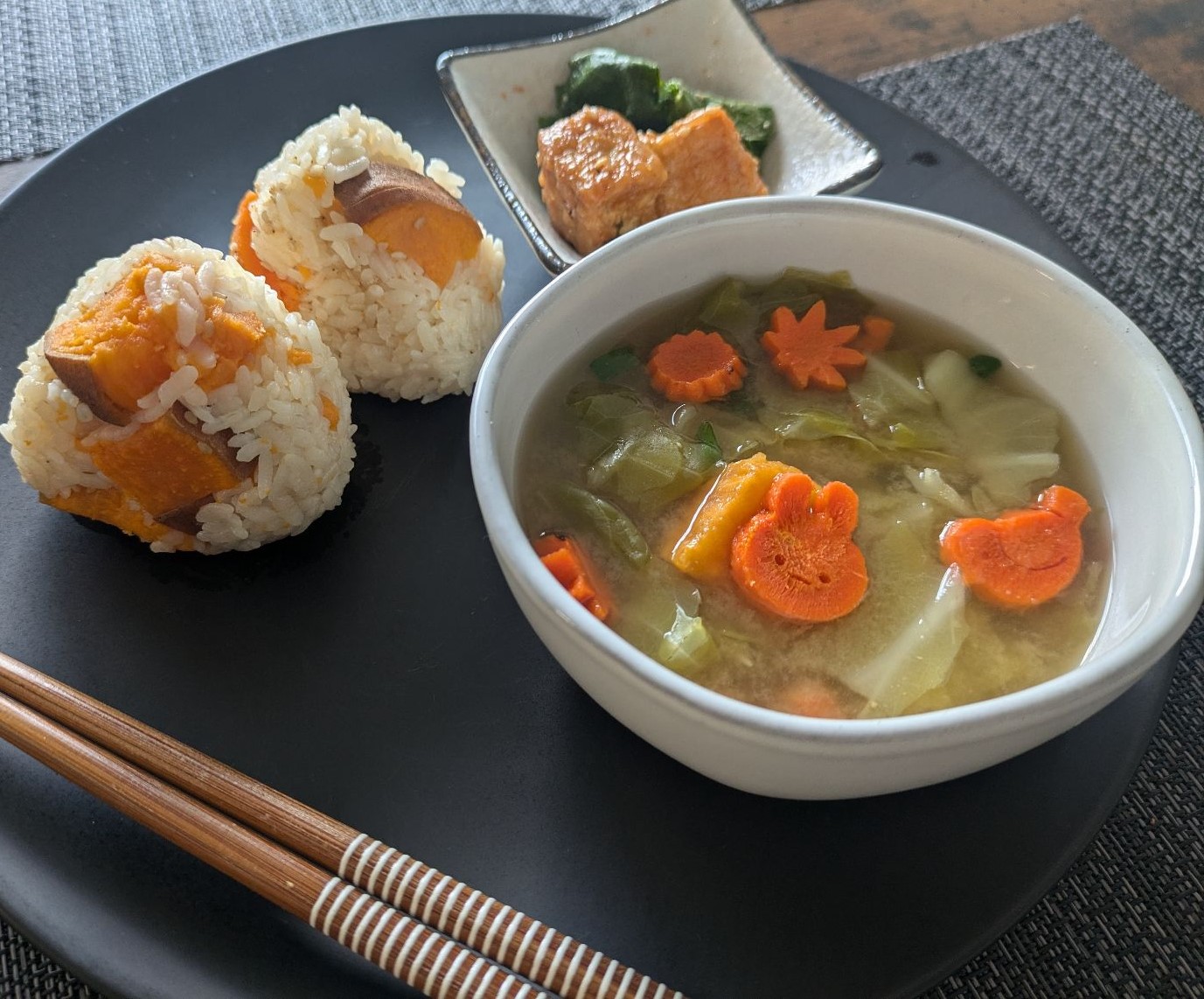 miso soup and rice ball